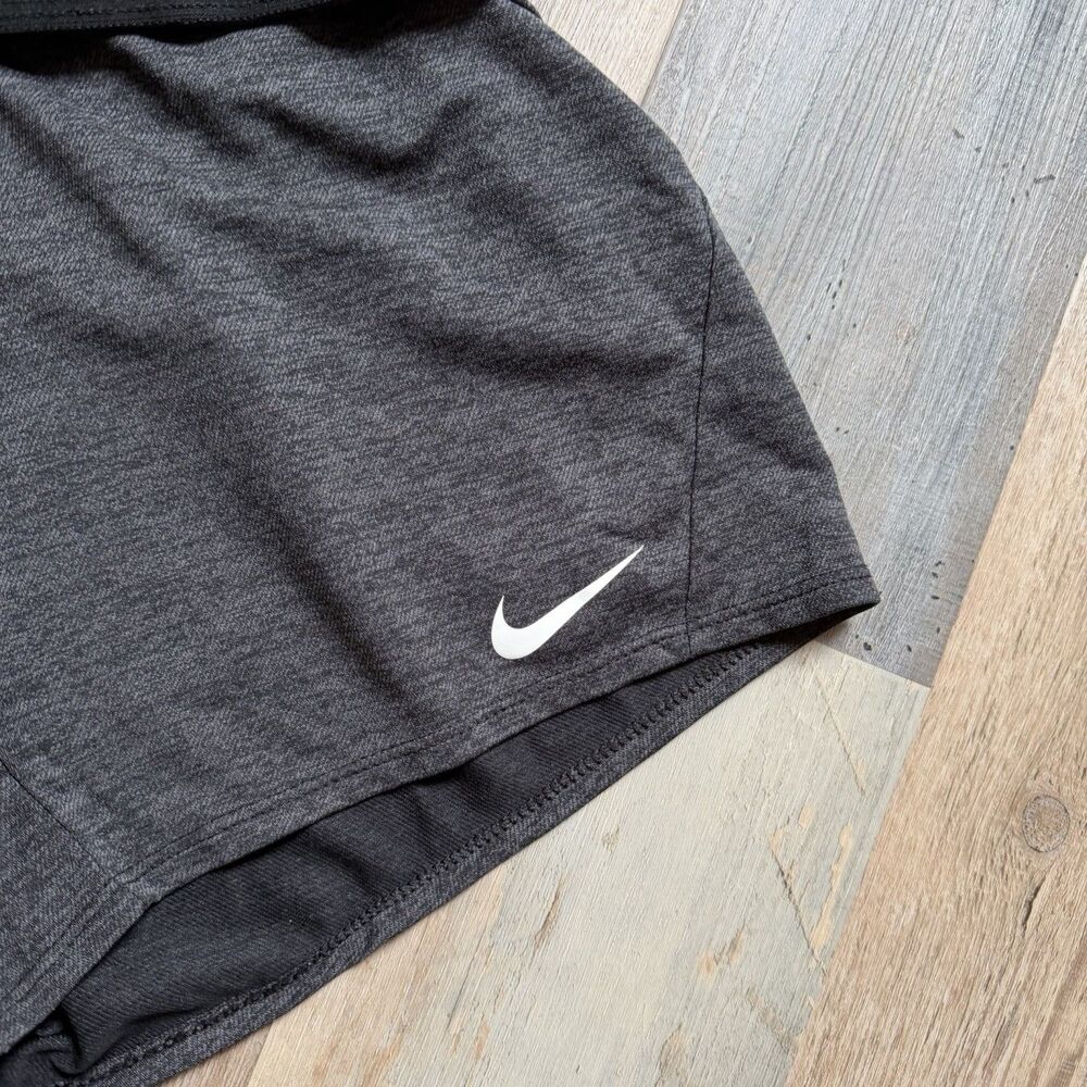 Nike Tempo Women’s M Dri-FIT Running Shorts Gray Logo Waistband Drawstring - Picture 3 of 10